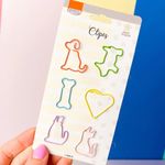 Clipes para Papel Formatos BRW Gatinho e Cachorrinho Pets Amor - Coloridos Rosé Gold Tom Pastel - Fofo