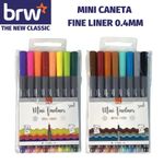 Kit Mini Caneta BRW Fine Liner Ponta Ultra Fina 0.4mm - 8 Cores