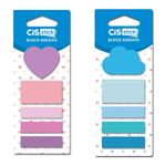 Kit 5 Bloco Adesivo Cis - Coração ou Nuvem Fofo Rosa e Azul Pastel com Marcador de Página