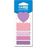 Kit 5 Bloco Adesivo Cis - Coração ou Nuvem Fofo Rosa e Azul Pastel com Marcador de Página