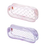 Estojo Transparente Estampado BRW - Coração Poá Rosa Lilás
