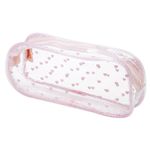 Estojo Transparente Estampado BRW - Coração Poá Rosa Lilás