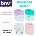Apontador Duplo Estampado BRW - para Lápis Normal e Jumbo Tons Pastel