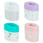 Apontador Duplo Estampado BRW - para Lápis Normal e Jumbo Tons Pastel