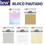 Bloco Adesivo Pautado BRW - 50 Folhas - Branco Cinza Kraft - Notas Lembretes Recados
