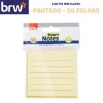 Bloco Adesivo Pautado BRW - 50 Folhas - Branco Cinza Kraft - Notas Lembretes Recados