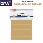 Bloco Adesivo Pautado BRW - 50 Folhas - Branco Cinza Kraft - Notas Lembretes Recados