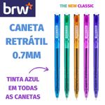 Kit Caneta Esferográfica Retrátil BRW Ponta Fina - Escrita Azul