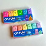 Kit Mini Marca Texto Cis Fun - Fofo Bichinhos Animais Formato Ursinho - Neon e Pastel