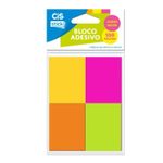 Bloco Cis Adesivo para Lembretes e Notas Tom Pastel ou Neon - 100 Folhas x 4 Cores