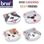 Caderno Fofo BRW Pets Best Friend Pautado Formato Animais - Gatinho e Cachorrinho