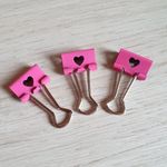 Kit Prendedor de Papel Cis Binder Clip Rosa Coração Decorado 19mm