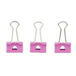 Kit Prendedor de Papel Cis Binder Clip Rosa Coração Decorado 19mm