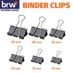 Binder Clips Prendedores de Papel Preto BRW - 15mm - 19mm - 25mm - 32mm - 40mm - 50mm