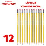 Kit Lápis de Madeira Compactor 2B ou HB N°2 - Com ou Sem Borracha