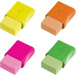 Borracha Faber Castell com Capa Plástica Protetora Neon - Rosa, Verde, Laranja e Amarelo