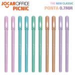 Kit Caneta Jocar Office Picnic Colorida Tom Pastel Ponta Fina 0.7mm