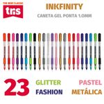 Kit Caneta em Gel Tris Inkfinity Glitter Fashion Tom Pastel Metálicas  Coloridas - Ponta 1mm
