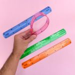 Régua Flexível BRW 30cm - Verde, Rosa, Azul ou Laranja