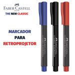 Marcador Multiuso Faber Castell para Retroprojetor, CD, DVD - Azul, Preta e Vermelha