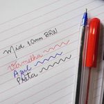 Kit Caneta BRW Mid Ponta Média 1.0mm - Corpo Transparente para ENEM - Azul, Preta e Vermelha