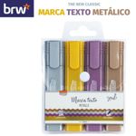 Caneta Marca Texto Metalizado Cores Metálicas BRW - Coleção Completa - Kit ou Unidade