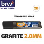 Grafite BRW 2.0mm 2B para lapiseira - Estojo com 6 unidades