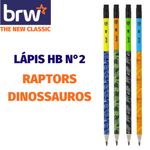 Kit Lápis HB N°2 BRW Dinossauros Raptors Estampado com Borracha