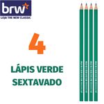 Kit Lápis BRW HB N°2 com ou sem Borracha - Preto ou Verde - Redondo ou Sextavado