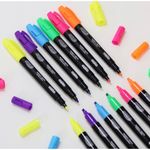 Kit Caneta Marca Texto Ponta Dupla BRW Neon - Para Lettering Brush - ou unidade
