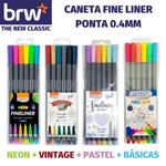 Kit Caneta BRW Fine Liner 0.4mm - Tons Pastel, Neon, Básicas e Vintage - Ultra Fina