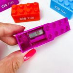 Apontador Cis Encaixe com Bloco Colorido de Montar - Kit ou unidade