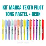 Kit Marca Texto Pilot Pen Lumi Color Tons Pastel + Neon