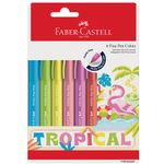 Kit Caneta Fine Pen Faber Castell - Ponta Fina 0.4mm - Tons Pastel - Neon - Básicas - Tropical - Com Cheirinho