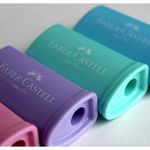 Apontador com Depósito Tom Pastel Faber Castell - Rosa, Azul, Lilás e Verde
