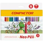 Kit Caneta Hidrográfica Compactor (Canetinhas) Neo Pen Gigante -  48, 36, 24, 12 ou 6 Cores