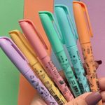 Caneta Marca Texto Tris Flash Corpo Decorado Tom Pastel e Neon - Rosa, Lilás, Azul, Verde, Amarelo, Laranja