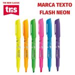 Caneta Marca Texto Tris Flash Corpo Decorado Tom Pastel e Neon - Rosa, Lilás, Azul, Verde, Amarelo, Laranja