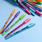 Kit Caneta Tris Slide 1.0 - Rosa, Roxa, Azul, Preta, Vermelha, Laranja e Verde