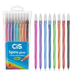 Kit Caneta Cis Spiro Glow Ponta Agulha Ultra Fina 0.7mm Corpo Longo - Coleção Completa