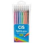 Kit Caneta Cis Spiro Glow Ponta Agulha Ultra Fina 0.7mm Corpo Longo - Coleção Completa