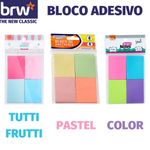 Kit 4 Bloco Adesivo para Recado ou Anotações BRW Tom Pastel Soul Color Neon Beach