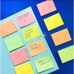 Kit 4 Bloco Adesivo para Recado ou Anotações BRW Tom Pastel Soul Color Neon Beach
