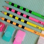 Kit Lápis com Borracha Cis Wave Grip Neon HB N°2
