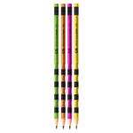 Kit Lápis com Borracha Cis Wave Grip Neon HB N°2