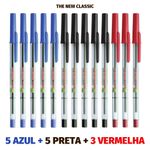 Kit Caneta Compactor Escrita Fina - Azul, Preto, Vermelho, Rosa, Roxa e Verde