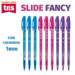 Kit Caneta Tris Slide Fancy com Cheirinho Perfumada e Decorada 1.0mm - Rosa, Lilás e Azul