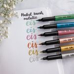 Kit Caneta Cis Brush Ponta Pincel para Lettering Aquarelável - Tom Pastel - Neon - Básicas - Tons de Cinza - Pele