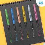 Kit Caneta Cis Brush Ponta Pincel para Lettering Aquarelável - Tom Pastel - Neon - Básicas - Tons de Cinza - Pele