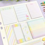 Kit Bloco Notas Adesivas BRW para Fichário Lembretes Recados Anotações Tom Pastel Poá Fofo